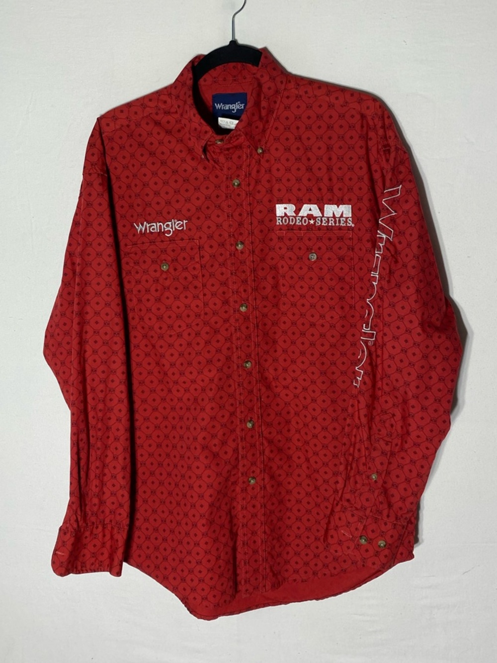Vintage Y2K Wrangler Ram Rodeo Series Red Button Front Western Shirt M Stampede
